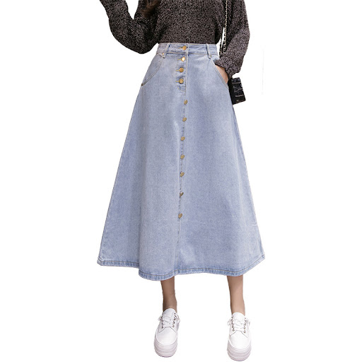 Title 2, New Style Denim Big Hem Skirt Mid Length Fashio...