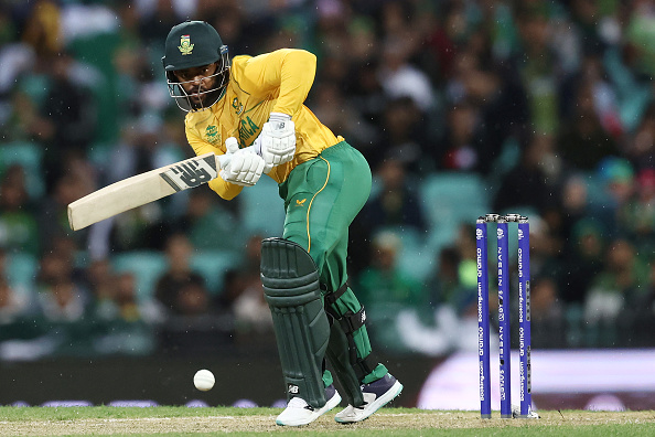 Proteas captain Temba Bavuma plays a shot during the ICC Men's T20 World Cup match against Pakistan at the Sydney Cricket Ground in Sydney on November 3 2022.
