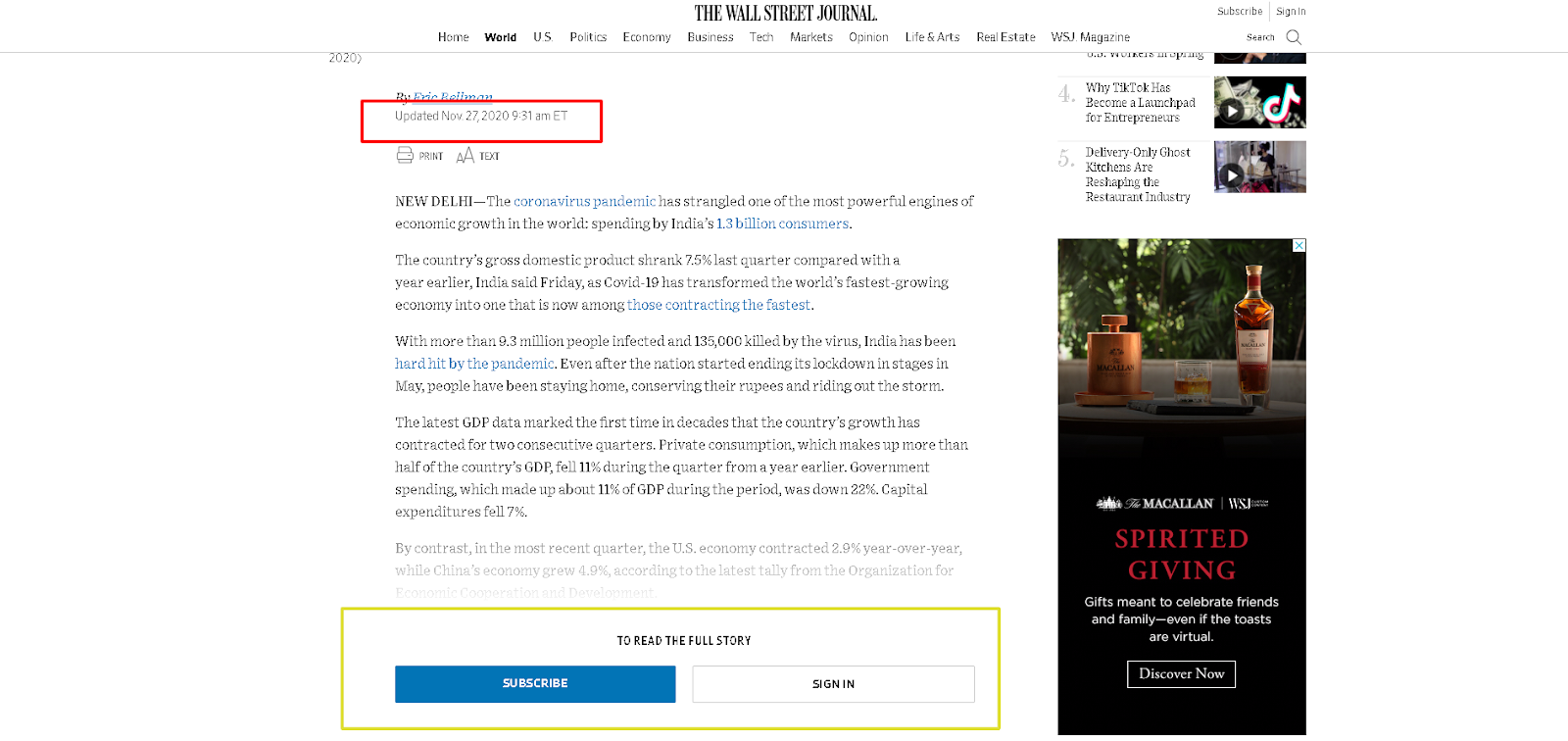 Wall Street Journal Caught Portraying Indian Economy Down With Old #covid19 Data and Hiding the Reality 8