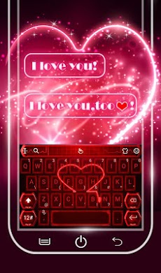 Live Neon Red Heart Keyboard Themeのおすすめ画像5