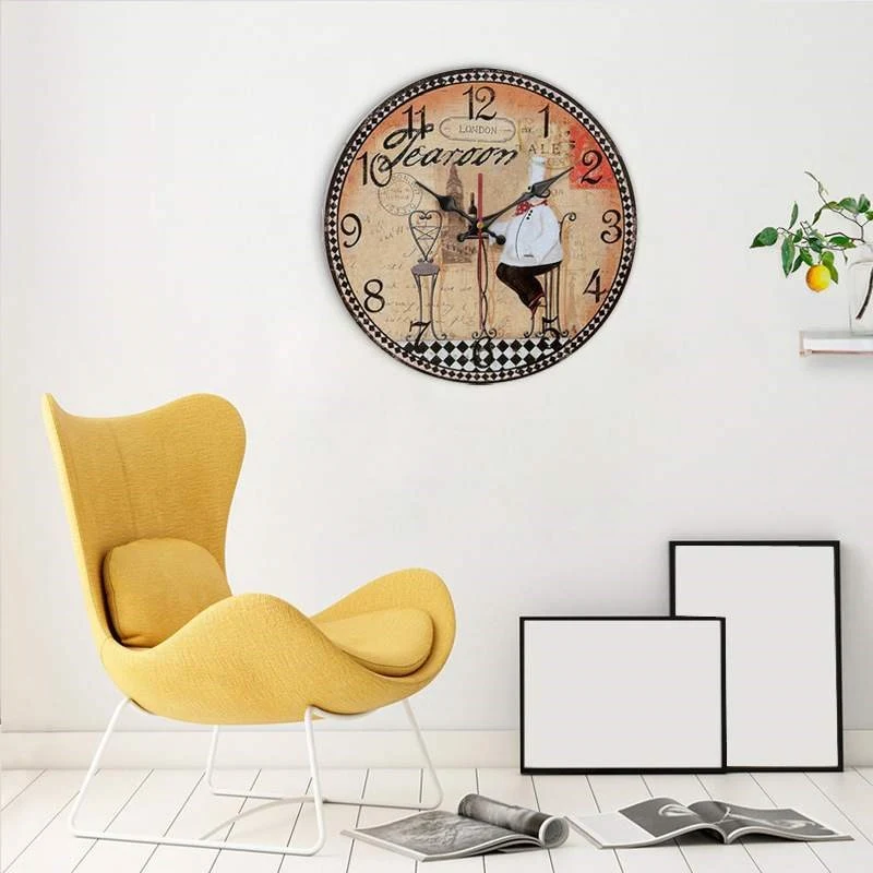 Title 13, Europese creatieve houten wandklok voor de woon...