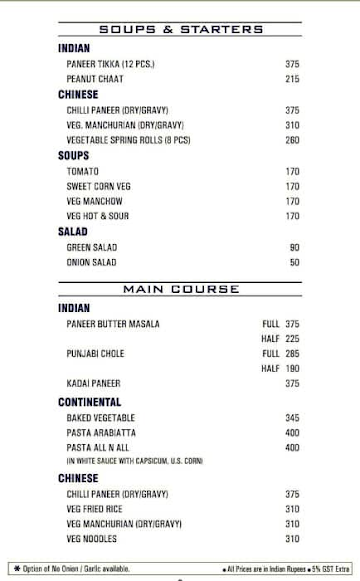 Celebration menu 