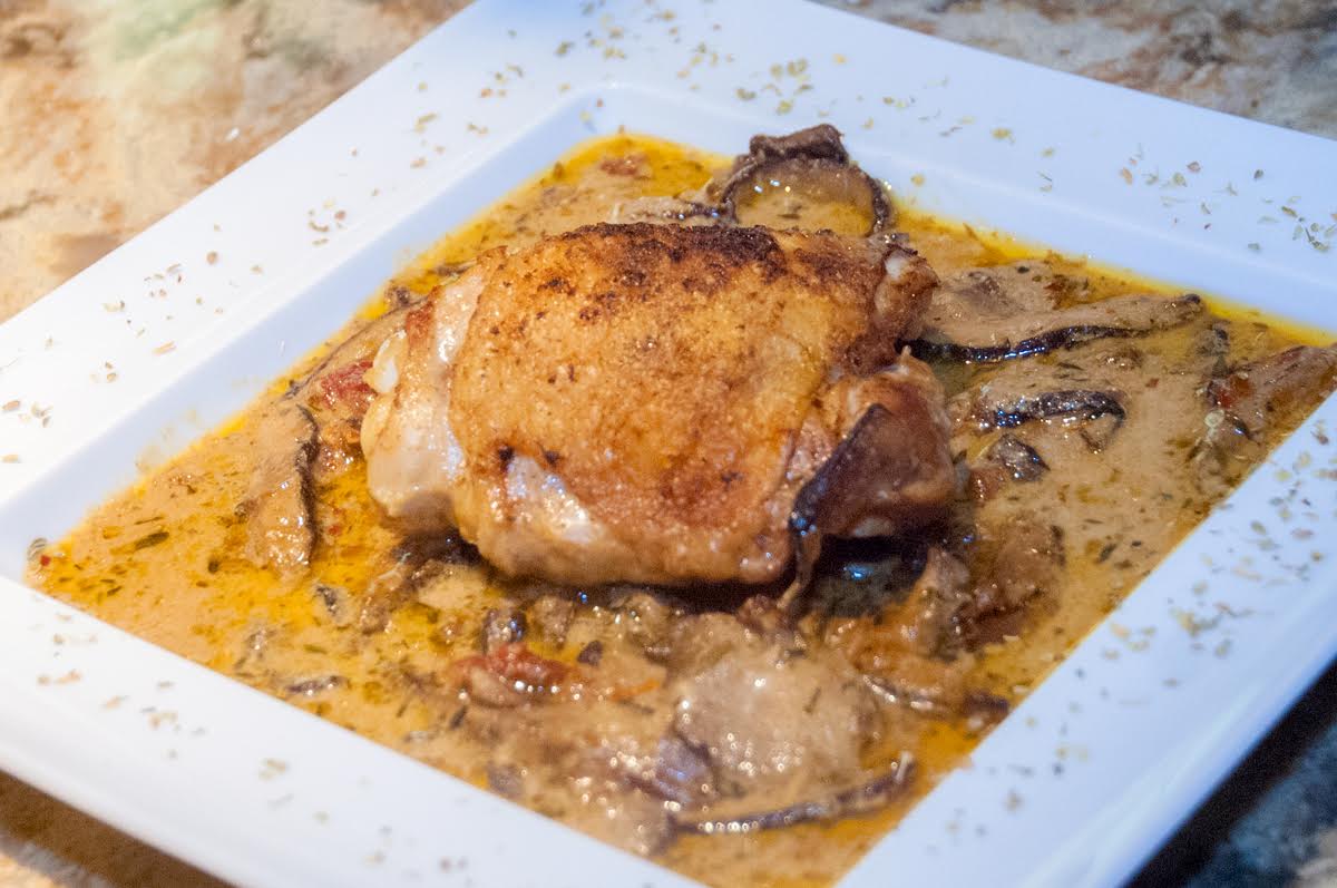 Poultry Essentials: Creamy Mushroom Chicken Thighs | Just A Pinch