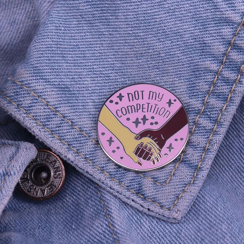 Ronde roze ster badge Girl Power reversspeld