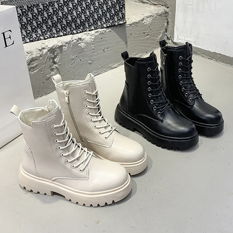 Botas Martin femeninas británicas de celebridades de la red, estilo moderno, tendencia salvaje para mujeres, ideales para combinar.