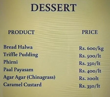 HF Food and Beverages menu 