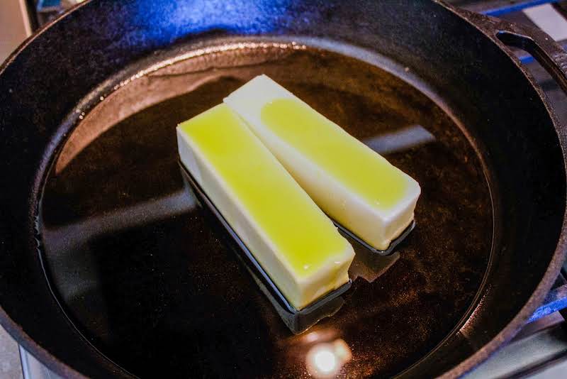 Melting Butter And Olive Oil.