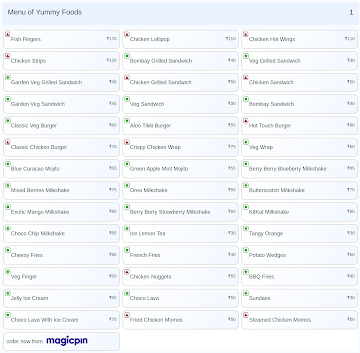 Yummy Foods menu 