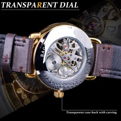 Orologio meccanico da uomo, casual e scheletrato. Un accessorio di moda per l'uomo moderno che ama l'eleganza e lo stile senza tempo.