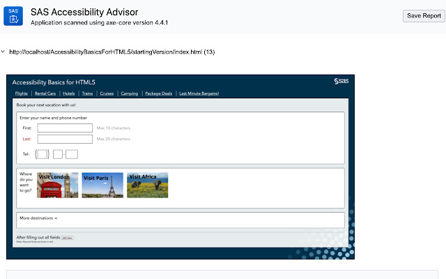 SAS Accessibility Advisor chrome extension