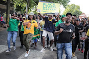 Members  of the ANC demonstrate outside the Middleburg Magistrates Court in Mpumalanga. Picture: Alaister Russell/The Times