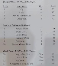 Sri Balaji Tiffins & Meal menu 1