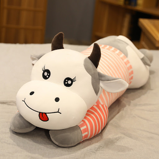 Title 4, Plush toy doll pillow creative cow queen bed pi...