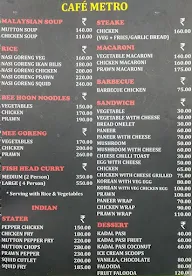 Cafe metro menu 1