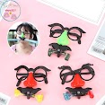 Mắt Kính Hóa Trang Chú Hề Có Còi Mũi Tròn Màu Đỏ Cà Chua + Bộ Râu