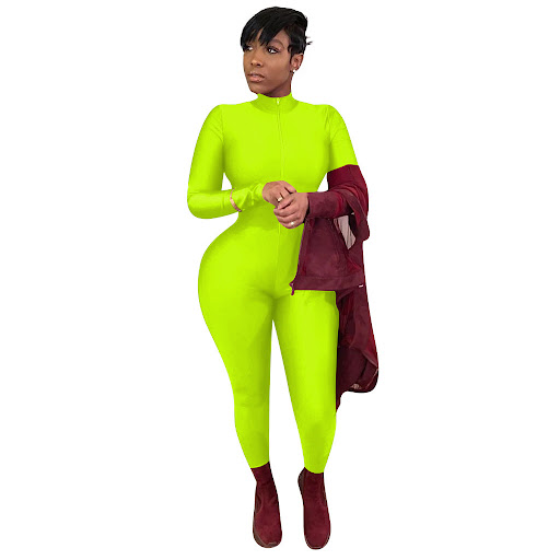 Title 8, Womens Solid Color Long Zipper Tight-fitting S...