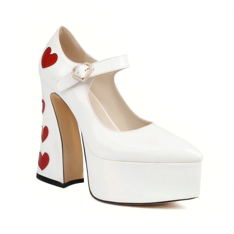Title 2, Waterdichte platform pumps met lakleer, puntige...