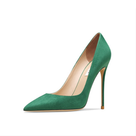 Title 3, Womens Leather Dark Green Suede High Heels Ele...