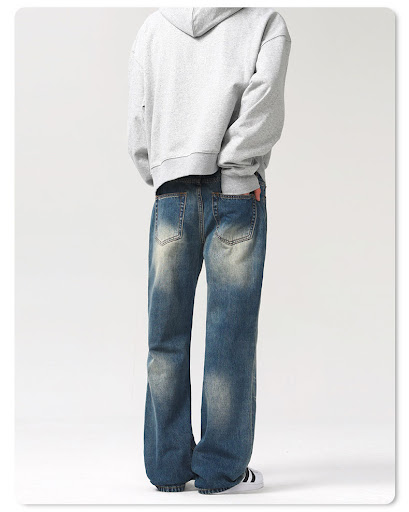 Title 2, American Retro Washed Wide Leg Blue Jeans Comfo...