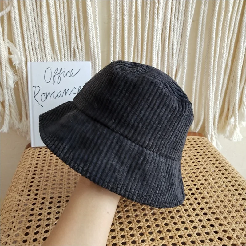 Japanse pure kleur warme corduroy vissershoed voor dames