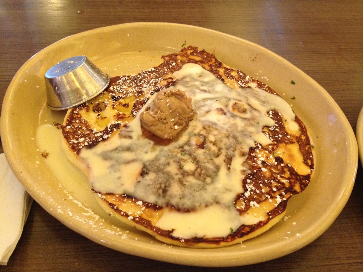 Upside down pineapple pancake with cinnamon butter