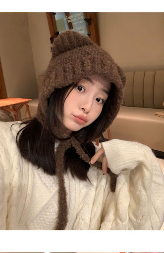 Title 12, Lace-up Knitted Bear with Ears Wild Warm Hat Ca...