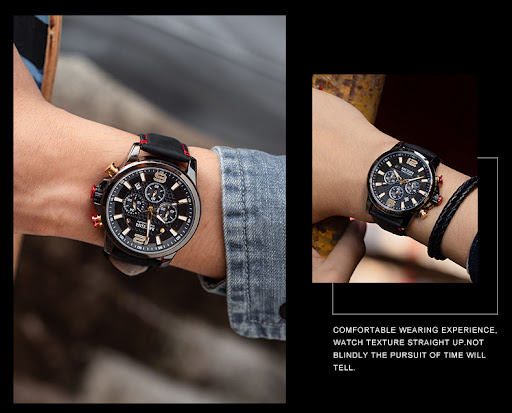 Title 3, Leather sports quartz watch combining style and...