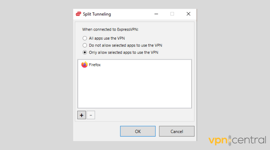 expressvpn split tinneling settings