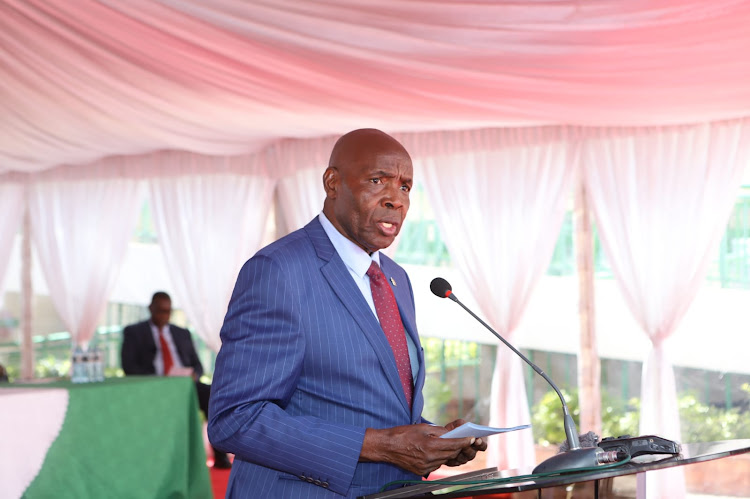 Education CS Ezekiel Machogu speaking during the release of 2022 KCSE results on Friday, January 20, 2023