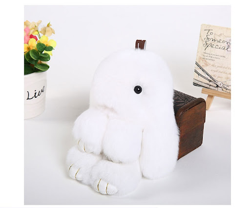 Title 13, Rabbit Fur Pendant Car Key Ring Decoration, a s...