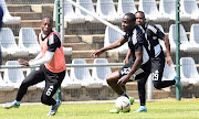 Ben Motshwari of Orlando Pirates with the ball during the Orlando Pirates media open day at Rand Stadium on September 08, 2022 in Johannesburg.