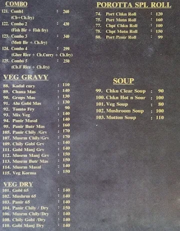 Malabar Camboose menu 