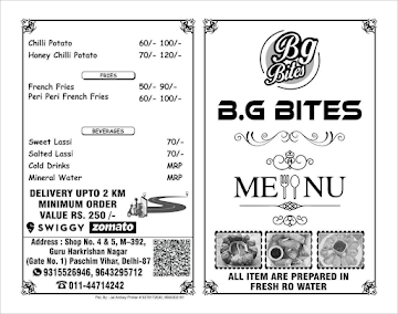 BG Bites menu 