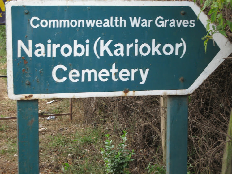 Signage for the Commonwealth War cemetery at Kariokor, Nairobi