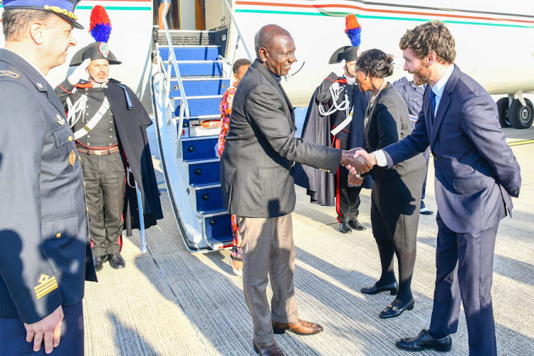 President William Ruto in Rome for the Italy-Africa Summit on January 28, 2024