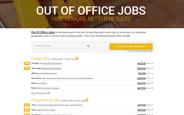 Out Of Office Jobs chrome extension