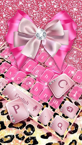 Pink Glitter Cheetah Keyboard