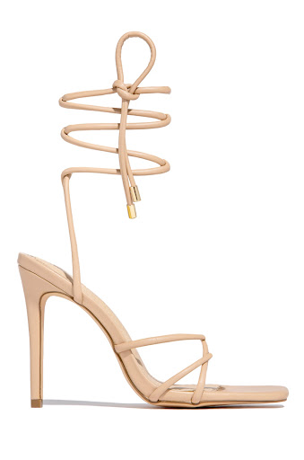 Title 4, Cross Strap Roman Sandals Stiletto Square Toe O...