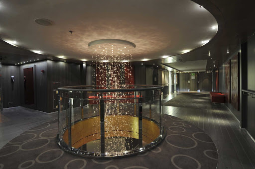 The centerpiece of the lobby on Ponant's Le Boreal.  Book passage to Denmark, Norway, Greenland or Canada on a luxury expedition cruise.