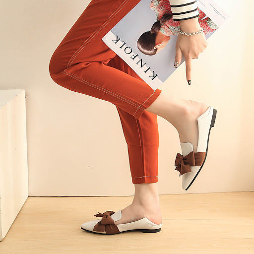 Title 7, New Fashion Bowknot Flat One Pedal Loafers Soft...