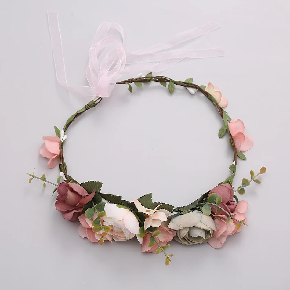 Grinalda de noiva estilo praia e floresta Tiara de cabelo falsa, perfeita para casamentos na praia ou em ambientes naturais e rústicos.