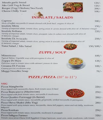 Roma Pizza and Bizza menu 
