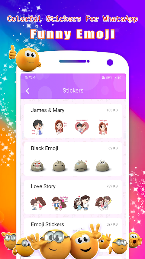 Colorful Stickers For WhatsApp-Funny Emojiのおすすめ画像2