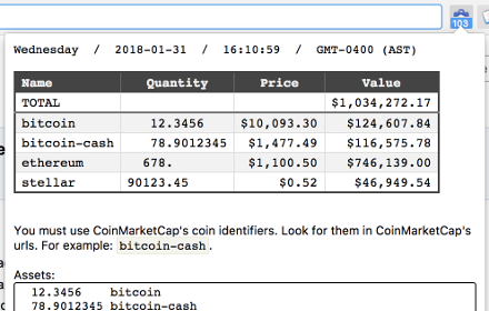 Cryptocurrency portfolio value small promo image