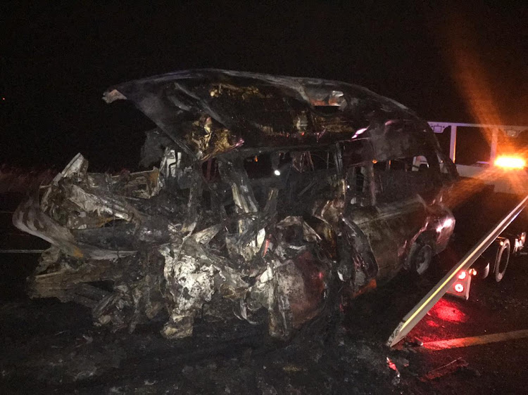 The wreckage of a minibus taxi which crashed on the N2 at Canelands, KwaZulu-Natal, on December 8, killing 13 people . A total of 767 people have died on the road between December 1 to December 18.