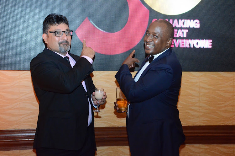 Sliquor Ltd director Anand Bhagani and Kwal HoReCa manager George Gachunga