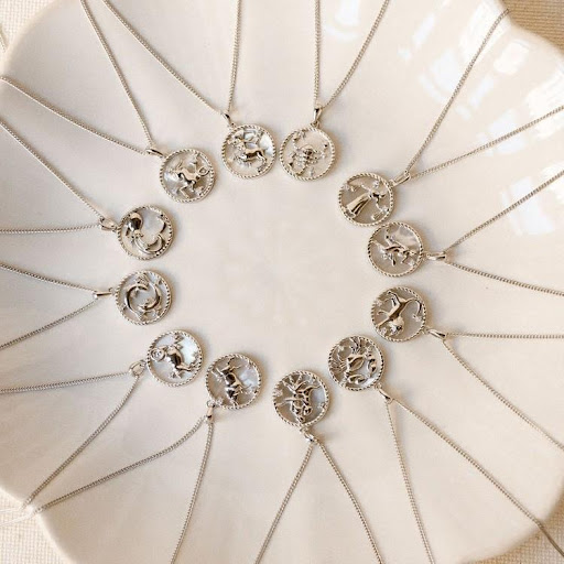 Title 1, Round Coin 12 Constellation Zircon Necklace Exp...
