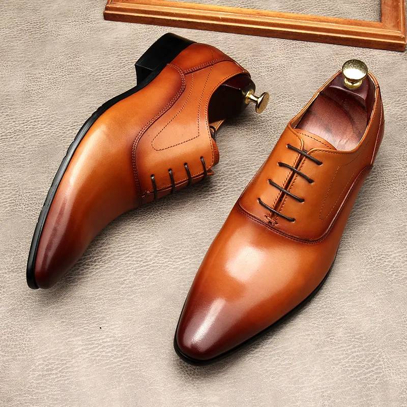 Title 4, Chaussures habillées en cuir à lacets et bout p...