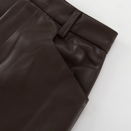 Title 11, PU Leather Retro Slim-fit Sheath Skirt, stylish...