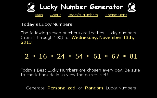 Lucky Number Generator